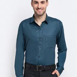 JAINISH Men Teal Green Comfort Cotton Formal Shirt-image-83