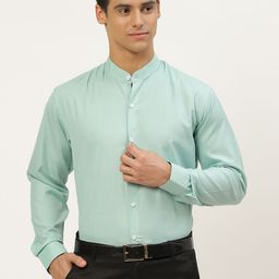 SOJANYA Men Sea Green Semi Cotton Linen Formal Shirt-image-32