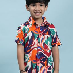 Stuffie Land Boys Smart Abstract Printed Cotton Shirt-image-81