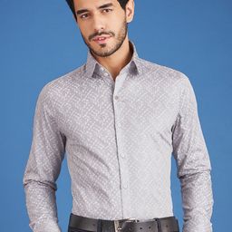 LOUIS STITCH Comfort Fit Geometric Printed Club Collar Cotton Formal Shirt-picture-13