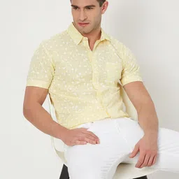 Mufti Slim Fit Geometric Printed Casual Cotton Linen Shirt-picture-37