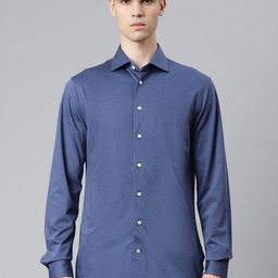 Matinique Men Blue Opaque Self Design Cotton Formal Shirt-image-97