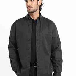 RARE RABBIT Button-Down Collar Comfort Boxy Cototn Casual Shirt-image-7