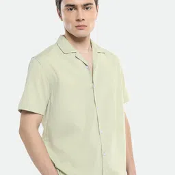 Dennis Lingo Men Comfort Cuban Collar Short Sleeves Boxy Textured Casual Shirt-image-94