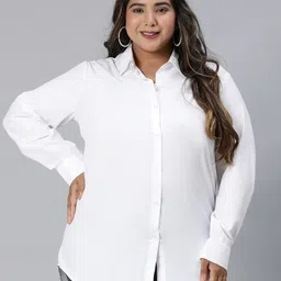 Oxolloxo Plus Size Relaxed Cotton Boxy Casual Shirt-image-31