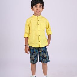 TALES & STORIES Boys Band Collar Cotton Casual Shirt-image-51