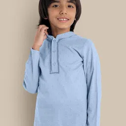 The Tribe Kids Boys Textured Mandarin Collar Opaque Cotton Casual Shirt-image-30