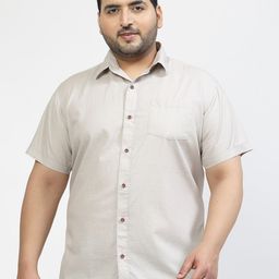 plusS Spread Collar Short Sleeves Cotton Casual Shirt-image-62