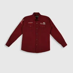 CAVIO Boys Standard Typography Printed Roll-Up Sleeves Casual Shirt-image-61