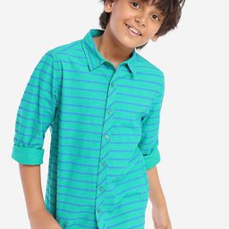 BONKIDS Boys Standard Horizontal Striped Cotton Casual Shirt-image-64