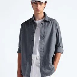 Flying Machine Spread Collar Oversized Ripstop Casual Shirt-image-47