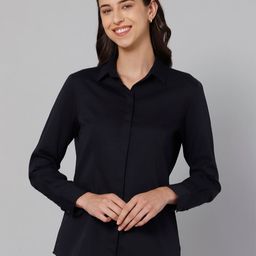 Cantabil Women Navy Blue Cotton Casual Shirt-image-40