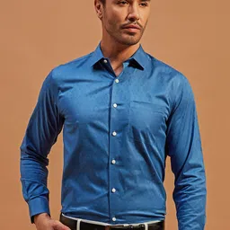 THINC Men Spread Collar Solid Cotton Formal Shirt-picture-0