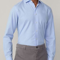 HACKETT LONDON Men Spread Collar Micro Checked Slim Fit Cotton Formal Shirt-image-60
