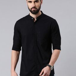 THE SOUL PATROL Smart Slim Fit Band Collar Cotton Casual Shirt-image-69