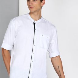 Kuons Avenue Men White Smart Slim Fit Opaque Casual Shirt-image-96