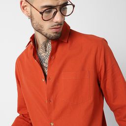 VASTRADO Classic Slim Fit Long Sleeves Spread Collar Cotton Opaque Casual Shirt-image-71