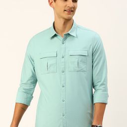 Thomas Scott Cotton Twill Classic Slim Fit Opaque Casual Shirt-image-9