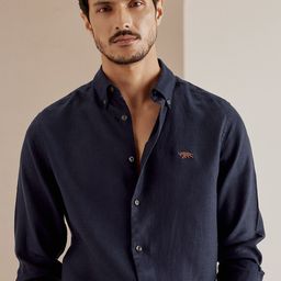 Andamen Premium Men Linen Button Down Collar Slim Fit Shirt-image-80