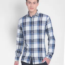 Crimsoune Club Checked Cotton Slim Fit Opaque Casual Shirt-image-73