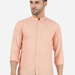 JADE BLUE Slim Fit Band Collar Pure Cotton Casual Shirt-image-82