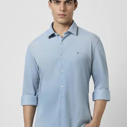 Van Heusen Sport Spread Collar Cotton Slim Fit Opaque Casual Shirt-image-2