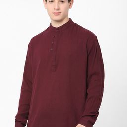 Celio Mandarin Collar Long Sleeves Cotton Casual Shirt-image-91
