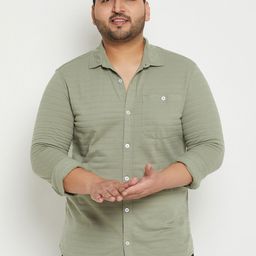 Club York Plus Size Regular Fit Horizontal Striped Spread Collar Cotton Casual Shirt-image-89