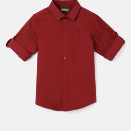 United Colors of Benetton Boys Spread Collar Roll-Up Sleeves Casual Shirt-image-95