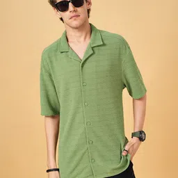 Street 808 by Pantaloons Self Design Textured Cuban Collar Casual Shirt-picture-27