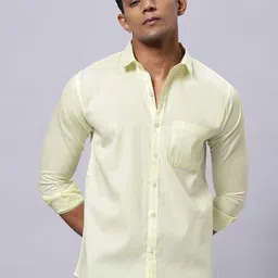 N AND J Men Classic Spread Collar Solid Cotton Formal Shirt-image-49