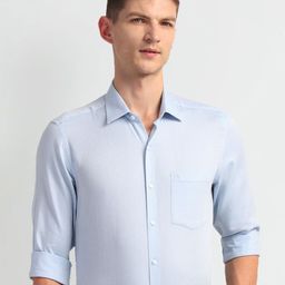 Arrow Textured Dobby Spread Collar Long Sleeves Cotton Formal Shirt-image-51