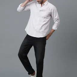 Kotty White Micro Ditsy Printed Spread Collar Casual Shirt-image-75