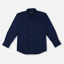 Gini and Jony Boys Navy Blue Solid Casual Regular Shirt-image-86