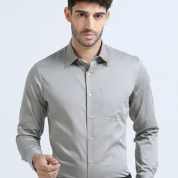 THE FORMAL CLUB Spread Collar Opaque Giza Cotton Formal Shirt-picture-22