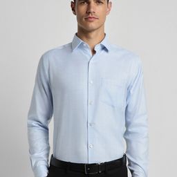 Peter England Elite Opaque Self Design Pure Cotton Formal Shirt-image-32