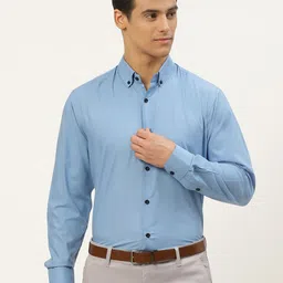 SOJANYA Men Blue Solid Classic Fit Formal Shirt-image-50