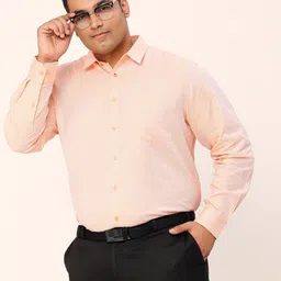 Sztori Plus Size Relaxed Fit Self Design Textured Pure Cotton Formal Shirt-14