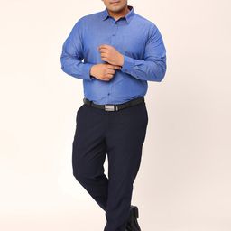 Sztori Plus Size Relaxed Fit Pure Cotton Chambray Weave Formal Shirt-30