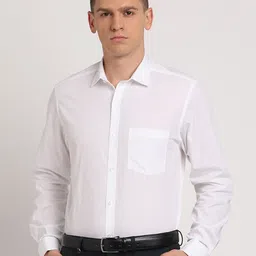 Turtle Spread Collar Long Sleeves Cotton Formal Shirt-image-27