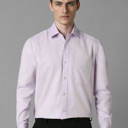 Louis Philippe Men Spread Collar Textured Solid Cotton Formal Shirt-picture-46