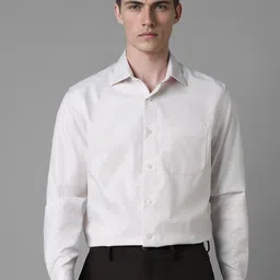 Louis Philippe Men Spread Collar Textured Printed Cotton Formal Shirt-image-46