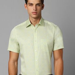 Louis Philippe Classic Fit Ethnic Motifs Printed Half Sleeves Formal Shirt-image-10