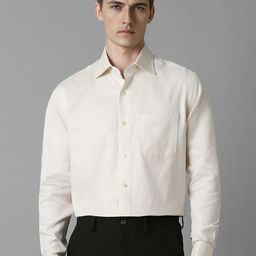 Louis Philippe Men Spread Collar Textured Cotton Formal Shirt-image-65