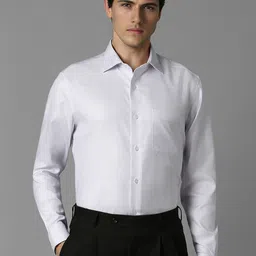 Louis Philippe Men Spread Collar Self Design Pure Cotton Formal Shirt-image-64