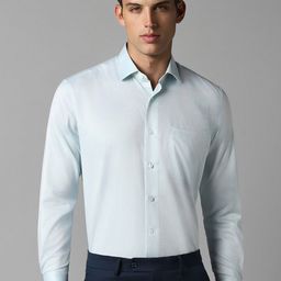 Luxure by Louis Philippe Textured Spread Collar Long Sleeves Classic Cotton Formal Shirt-image-44
