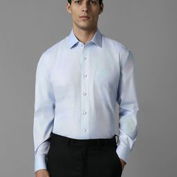 Luxure by Louis Philippe Spread Collar Opaque Cotton Formal Shirt-picture-35