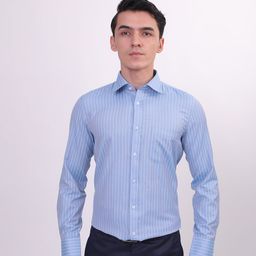 MUTAQINOTI Vertical Stripes Comfort Opaque Cotton Formal Shirt-image-98