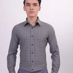 LOUIS STITCH Comfort Tartan Checks Spread Collar Cotton Formal Shirt-picture-49