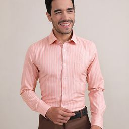 MUTAQINOTI Vertical Stripes Comfort-Fit Cotton Formal Shirt-image-98